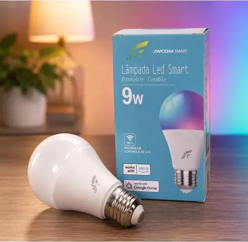 JWCOM Smart lâmpada RGB colorida Wi-Fi, Alexa e Google