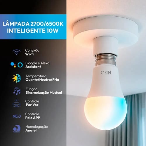 Avant Neo lâmpada LED pera Wi-Fi 10 W, 2700K a 6500K