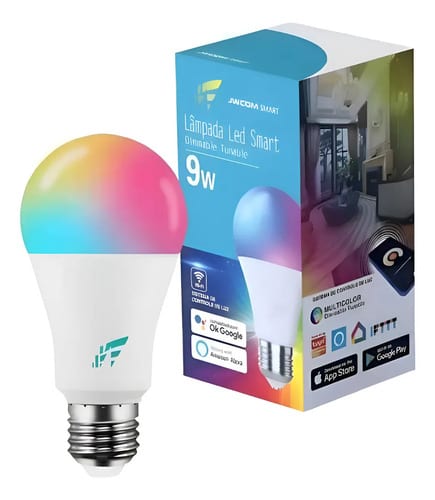 Jwcom lâmpada LED RGB Wi-Fi E27, Alexa e Google