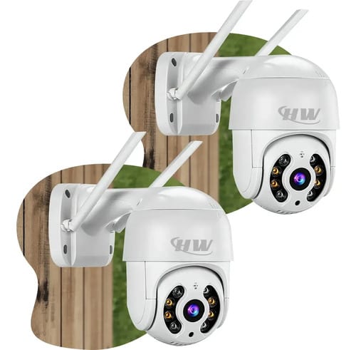 HW kit com 2 câmeras Wi-Fi giratórias Full HD, IP66 (iCSee)