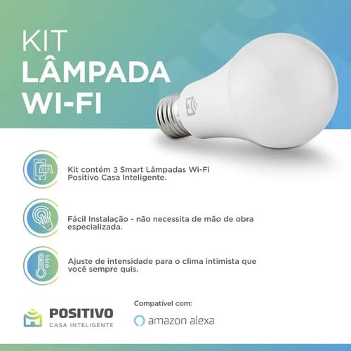 Positivo Casa Inteligente kit com 3 lâmpadas Wi-Fi 9 W RGB