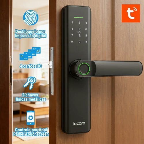 Lazoro LAM-525B de embutir com biometria, senha, cartão e app